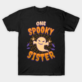 One Spooky Sister Funny Halloween Cute Cool Ghost T-Shirt